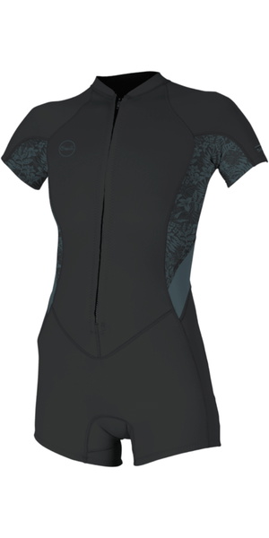 2026 O'Neill Womens Bahia 2/1mm Front Zip Springsuit Wetsuit 5293 - Tempered Steel / Shaded Island Sky / Shade